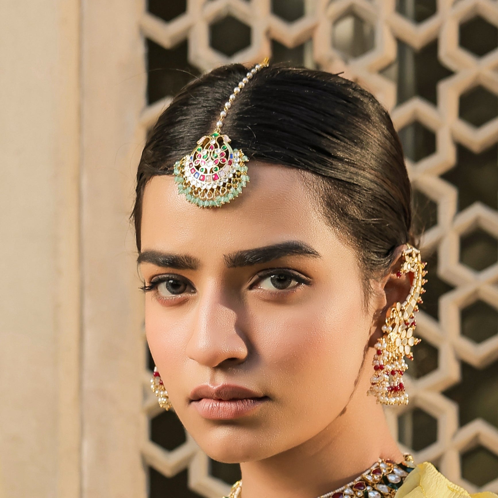 MDT419- Multi Colour Gold Plated Jadau Kundan Tika