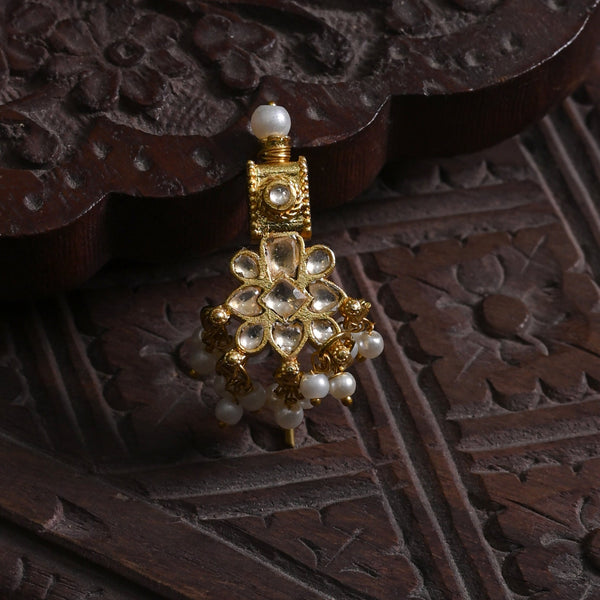 MDBR259- Multi Colour Gold Plated Jadau Kundan Juda Pin