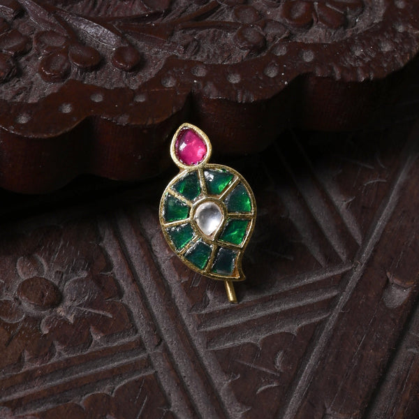 MDBR320- Multi Colour Gold Plated Jadau Kundan Juda Pin