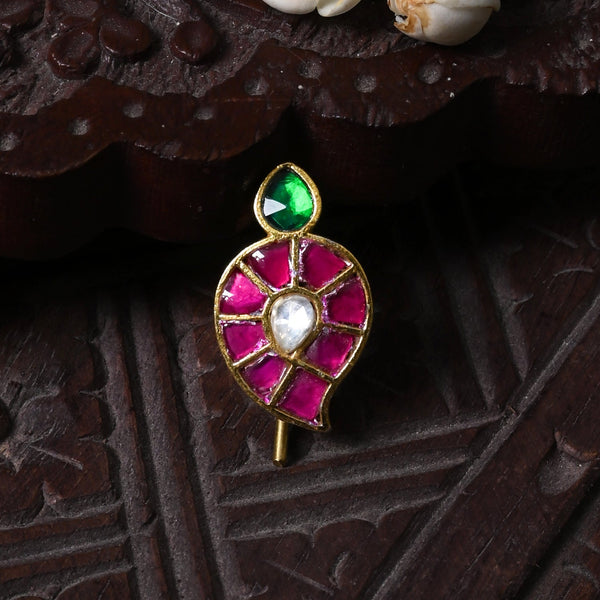 MDBR320- Multi Colour Gold Plated Jadau Kundan Juda Pin