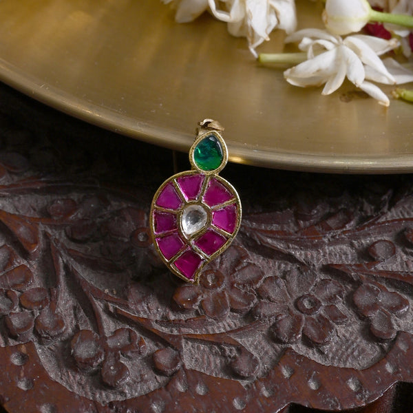 MDBU879- Multi Colour Gold Plated Jadau Kundan Brooch