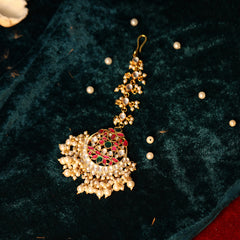 MDT776- Multi Colour Gold Plated Jadau Kundan Tika