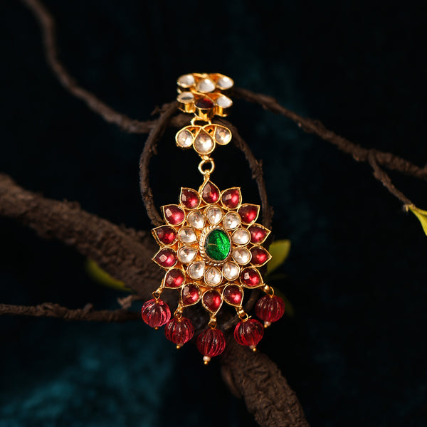 MDT777- Multi Colour Gold Plated Jadau Kundan Tika