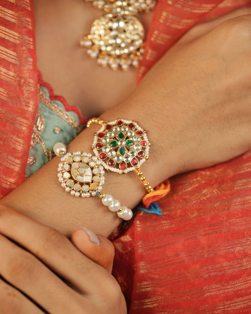 MDRB1261 - Multi Colour Gold Plated Jadau Kundan Bracelet