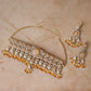 MDN919- Orange Colour Gold Plated Faux Polki Necklace Set