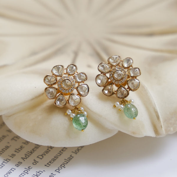 MDN1022- White Colour Gold Plated Faux Polki Choker Set