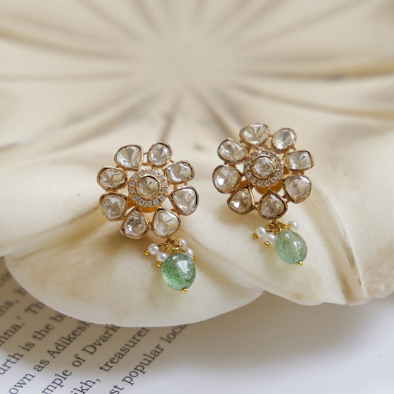 MDN1022- White Colour Gold Plated Faux Polki Choker Set