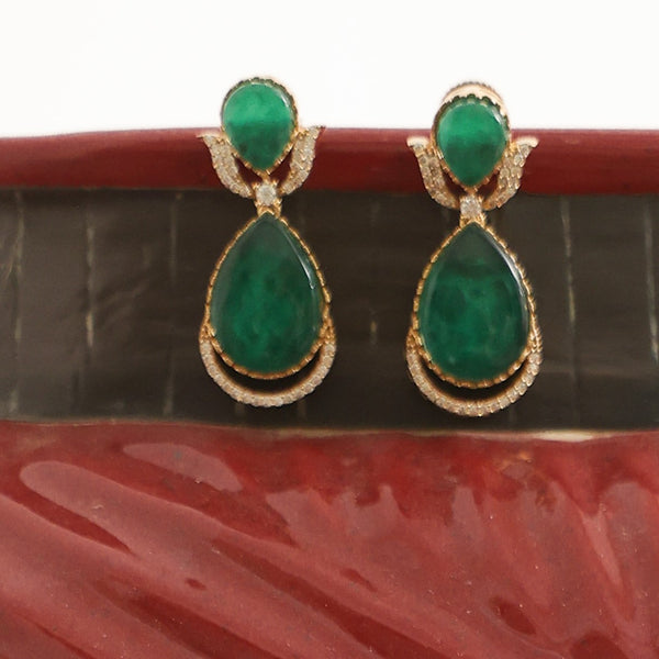 MDN884- Green & White Colour Gold Plated Faux Polki Pendant Set