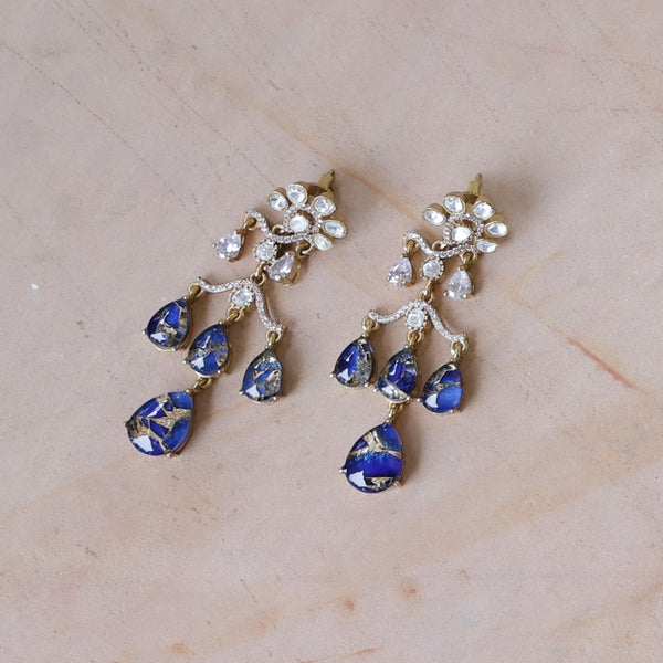 MDE882- White Colour Gold Plated Faux Polki Dangler Earrings