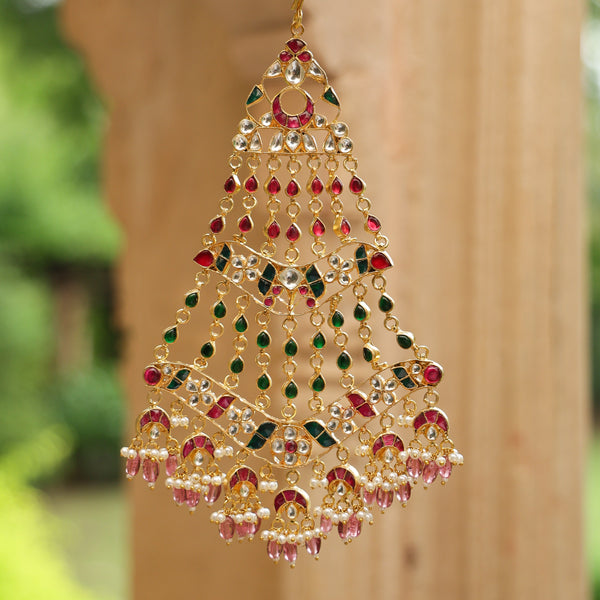 MDH564- Multicolour Gold Plated Jadau Kundan Passa