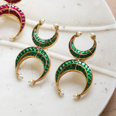 MDE976- Pink Colour Gold Plated Jadau Kundan Thappa Chandbali Earrings