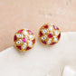 MDE1000- White & Green Colour Gold Plated Jadau Kundan Studs Earrings