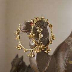 MDB829- Pink & White Colour Gold Plated Jadau Kundan Bangle