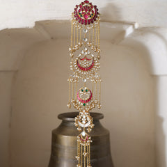 MDBR1057- Multi Colour Gold Plated Jadau Kundan Braid