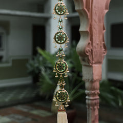 MDBR1057- Green Colour Gold Plated Jadau Kundan Braid