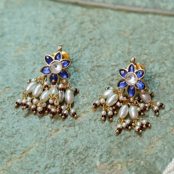 MDN548- Multi Colour Gold Plated Jadau Kundan Temple Lotus Motif Choker Set