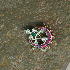 MDBU895- Multi Colour Gold Plated Jadau Kundan Brooch