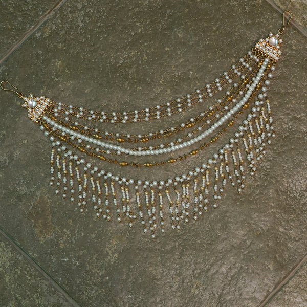 MDE302- White Colour Gold Plated Jadau Kundan Kanchain