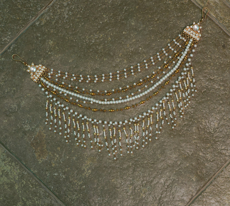 White Colour Gold Plated Jadau Kundan Kanchain