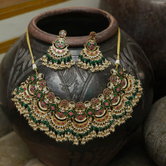 MDN921- Multi Colour Gold Plated Jadau Kundan Heritage Style Bridal Set
