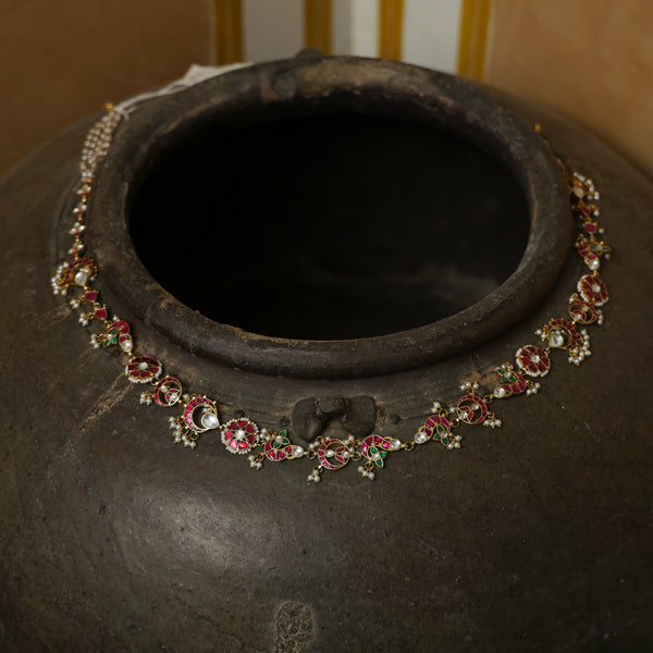 MDWB445- Multi Colour Gold Plated Jadau Kundan Waistbelt