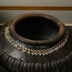 MDWB442- White Colour Gold Plated Jadau Kundan Waistbelt