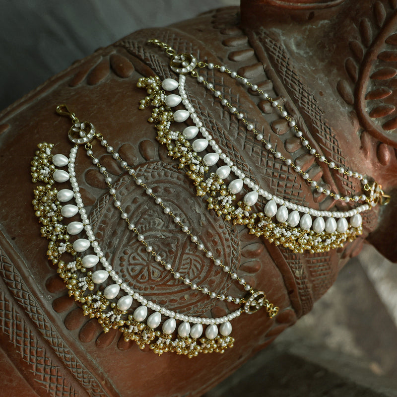 MDE998- White Colour Gold Plated Jadau Kundan Kanchain