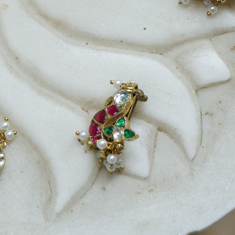 MDBU893- Multi Colour Gold Plated Jadau Kundan Brooch