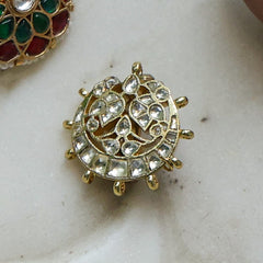 MDBU900- White Colour Gold Plated Jadau Kundan Brooch