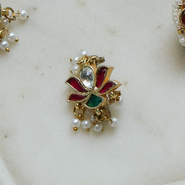MDBU892- Multi Colour Gold Plated Jadau Kundan Brooch