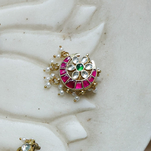 MDBU890- Multi Colour Gold Plated Jadau Kundan Brooch