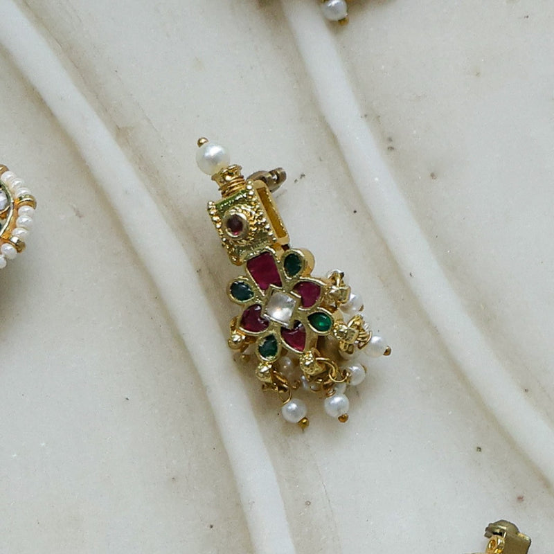 MDBU894- Multicolour Gold Plated Jadau Kundan Brooch