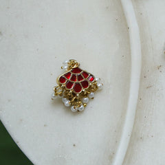 MDBU897- Ruby Colour Gold Plated Jadau Kundan Brooch