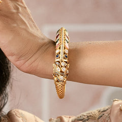 MDB963- Multi Colour Gold Plated Faux Polki Bangle