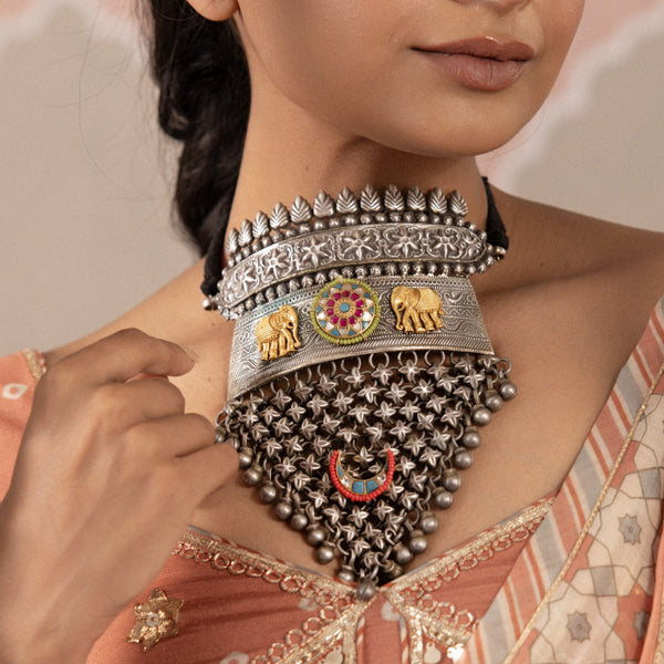 MDN807- Multi Colour Tribal Aad Choker