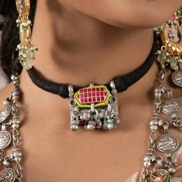 MDN803- Pink Colour Tribal Pendant