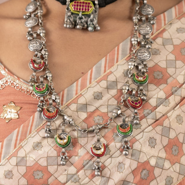 MDN814- Multi Colour Tribal Long Necklace