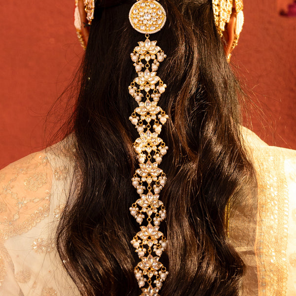 MDBR312- White Colour Gold Plated Jadau Kundan Braid