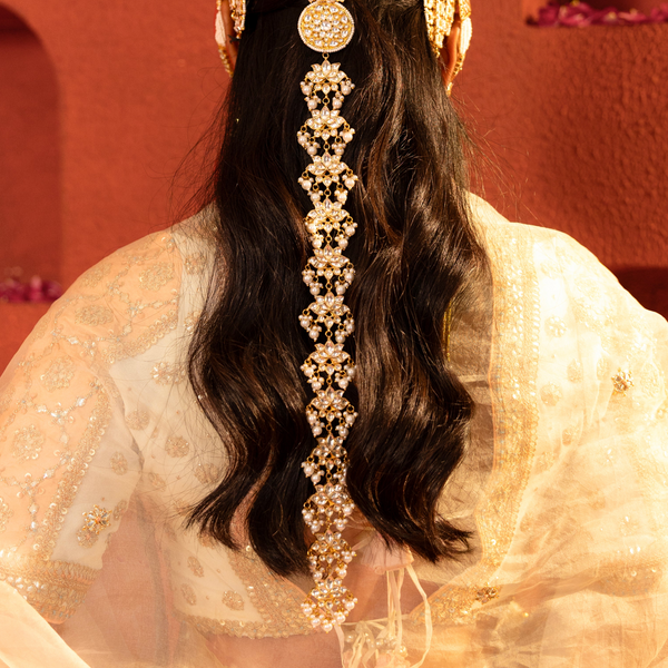 MDBR312- White Colour Gold Plated Jadau Kundan Braid