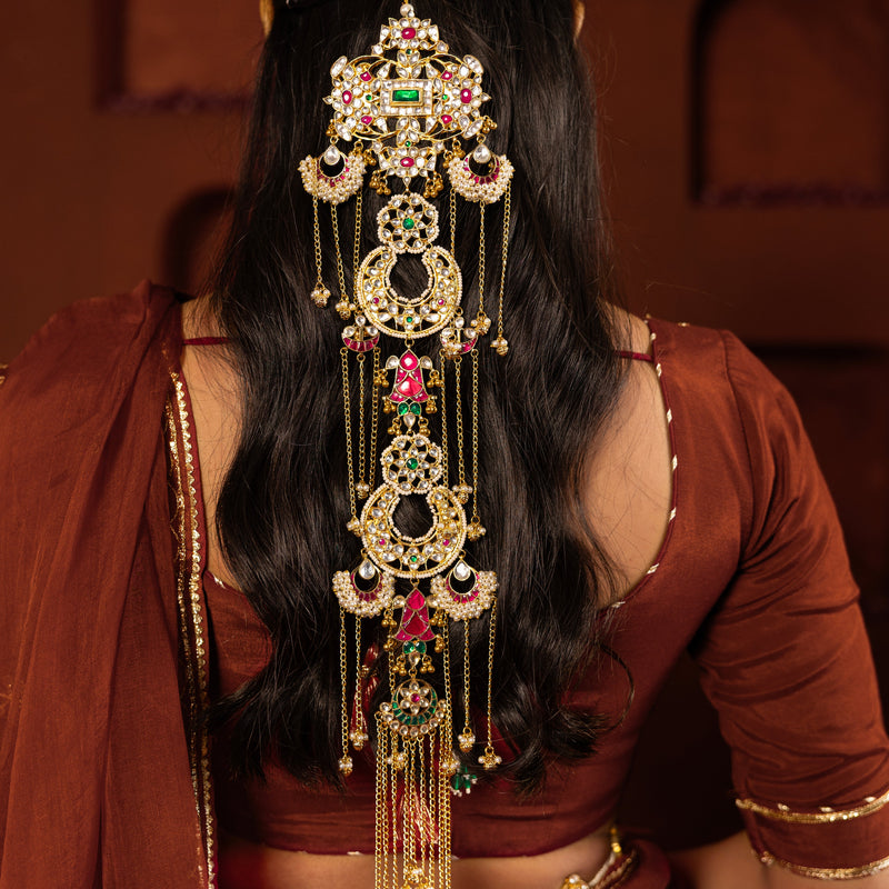 MDBR966- Multi Colour Gold Plated Jadau Kundan Braid