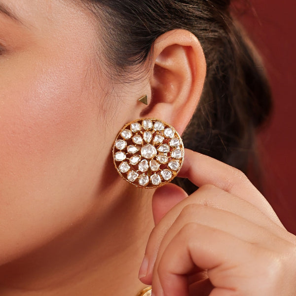 MDN923- White Colour Gold Plated Faux Polki Choker Set