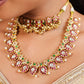 MDN196- White Colour Gold Plated Jadau Kundan Temple Long Necklace Set (Mango Mala)