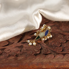 Multi Colour Gold Plated Jadau Kundan Parrot Motif Earcuff (Bugadi)