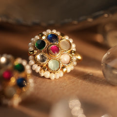 Multi Colour Gold Plated Jadau Kundan Flower Motif Earcuff (Bugadi)
