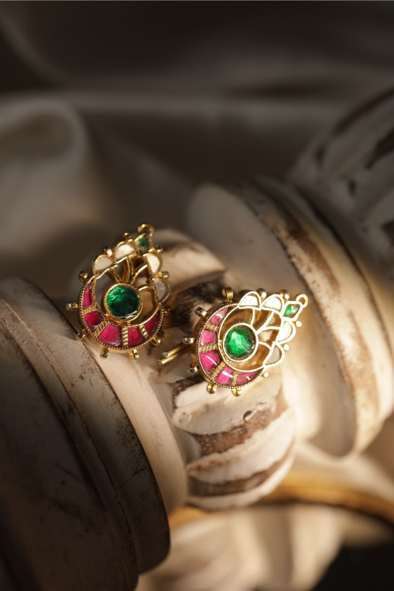 Multi Colour Gold Plated Jadau Kundan Earcuff (Bugadi)