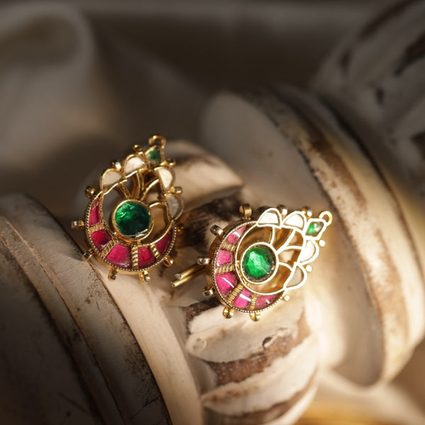 Multi Colour Gold Plated Jadau Kundan Earcuff (Bugadi)