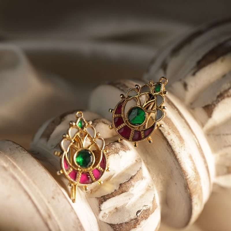 Multi Colour Gold Plated Jadau Kundan Earcuff (Bugadi)