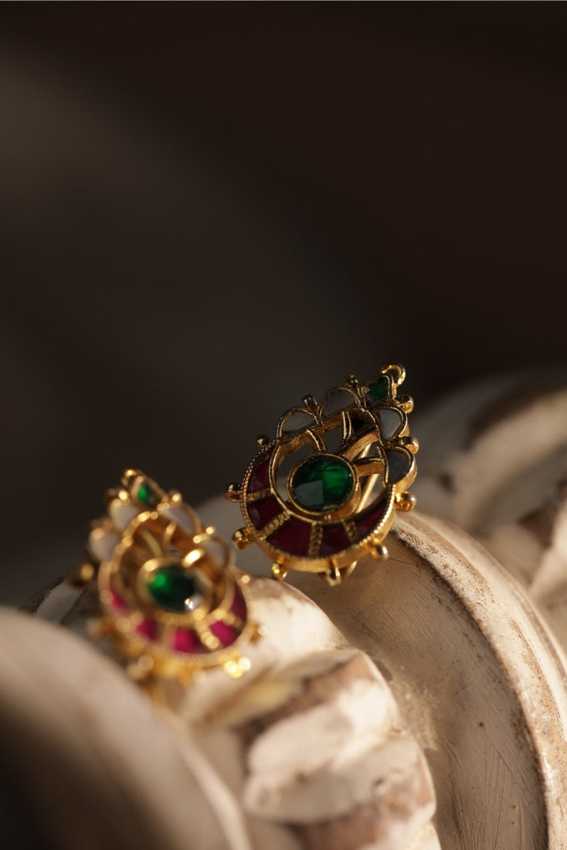 Multi Colour Gold Plated Jadau Kundan Earcuff (Bugadi)