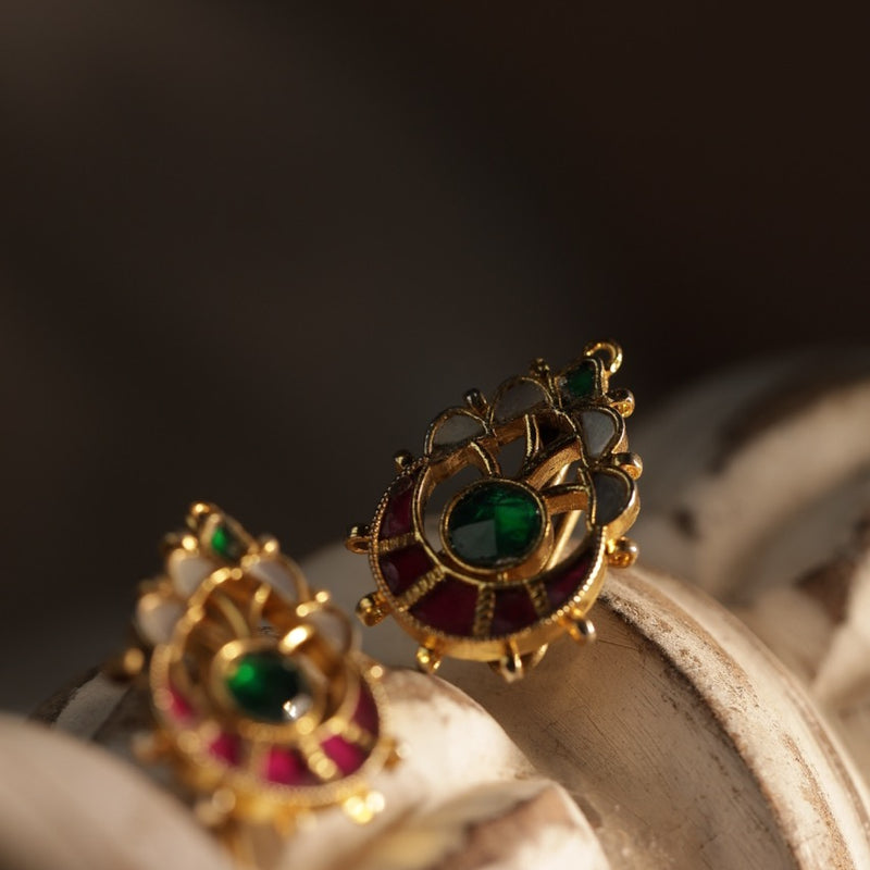 Multi Colour Gold Plated Jadau Kundan Earcuff (Bugadi)