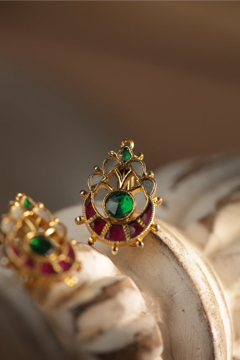 Multi Colour Gold Plated Jadau Kundan Earcuff (Bugadi)
